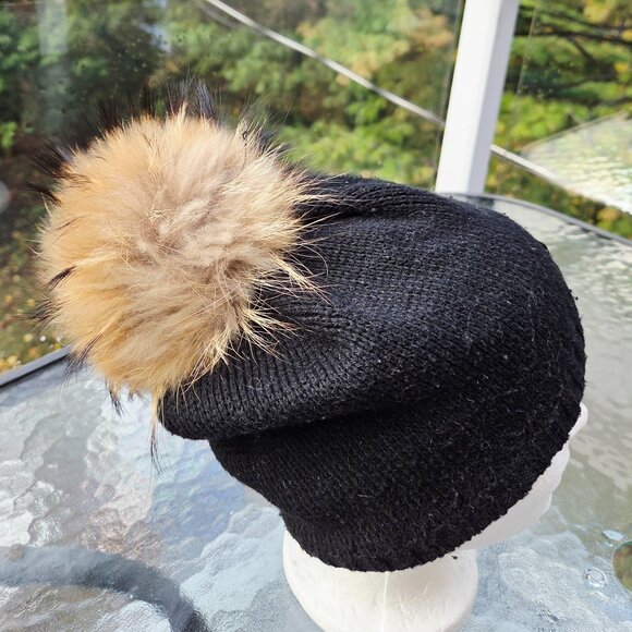 OOKPIK Wool Black Blend Fur Toque - Picture 3 of 7